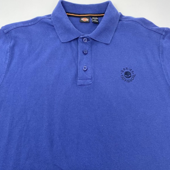 Harley Davidson Mens Large Solid Navy Blue Short Sleeve Embroidered Polo Shirt - Picture 1 of 5